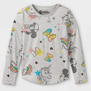 Disney - Girl's Minnie Mouse Stay Magical Long Sleeve Graphic T-Shirt Gray